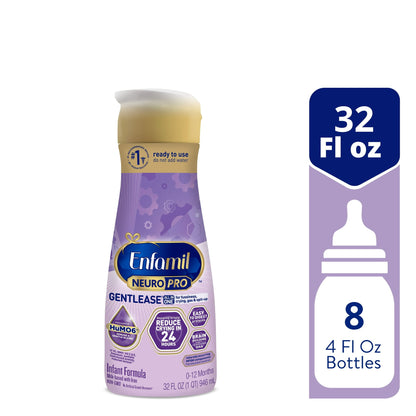 Infant formula bottle with packaging on a white background