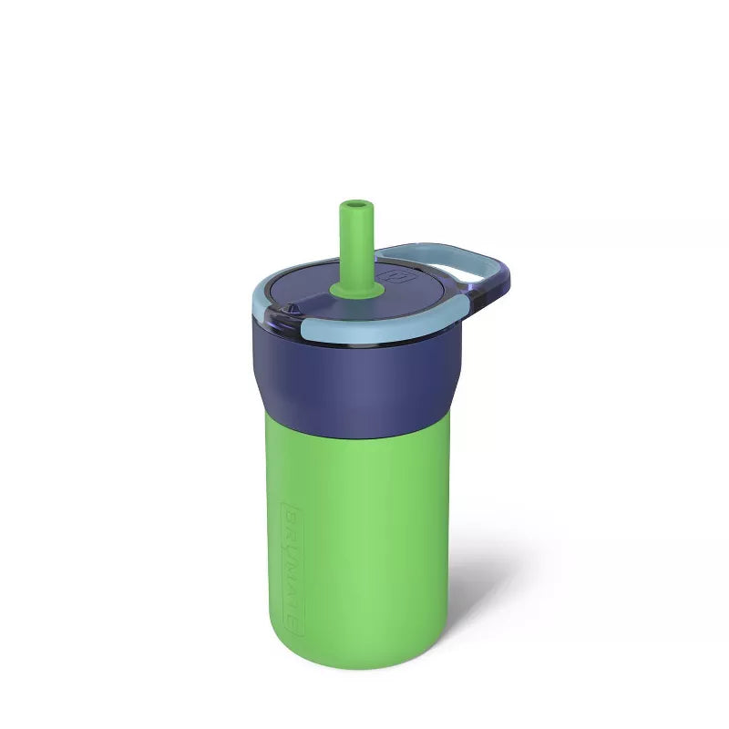 Insulated kids stainless steel tumbler with silicone sleeve and straw