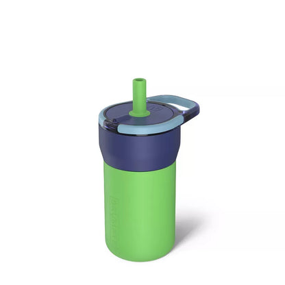 Insulated kids stainless steel tumbler with silicone sleeve and straw