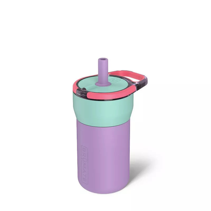 Insulated kids stainless steel tumbler with silicone sleeve and straw