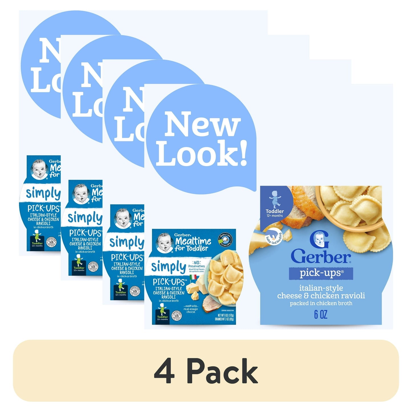 Italian-style chicken and cheese ravioli baby meal, 6 oz trays, 4-pack – toddler pasta dinner with protein and veggies.