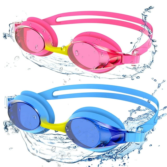 Kids Swim Goggles for Age 3-15 Boys Girls, 2 Pack Swimming Goggles Anti Fog No Leaking Anti Fog Kids Goggles and 2024 Upgraded Design