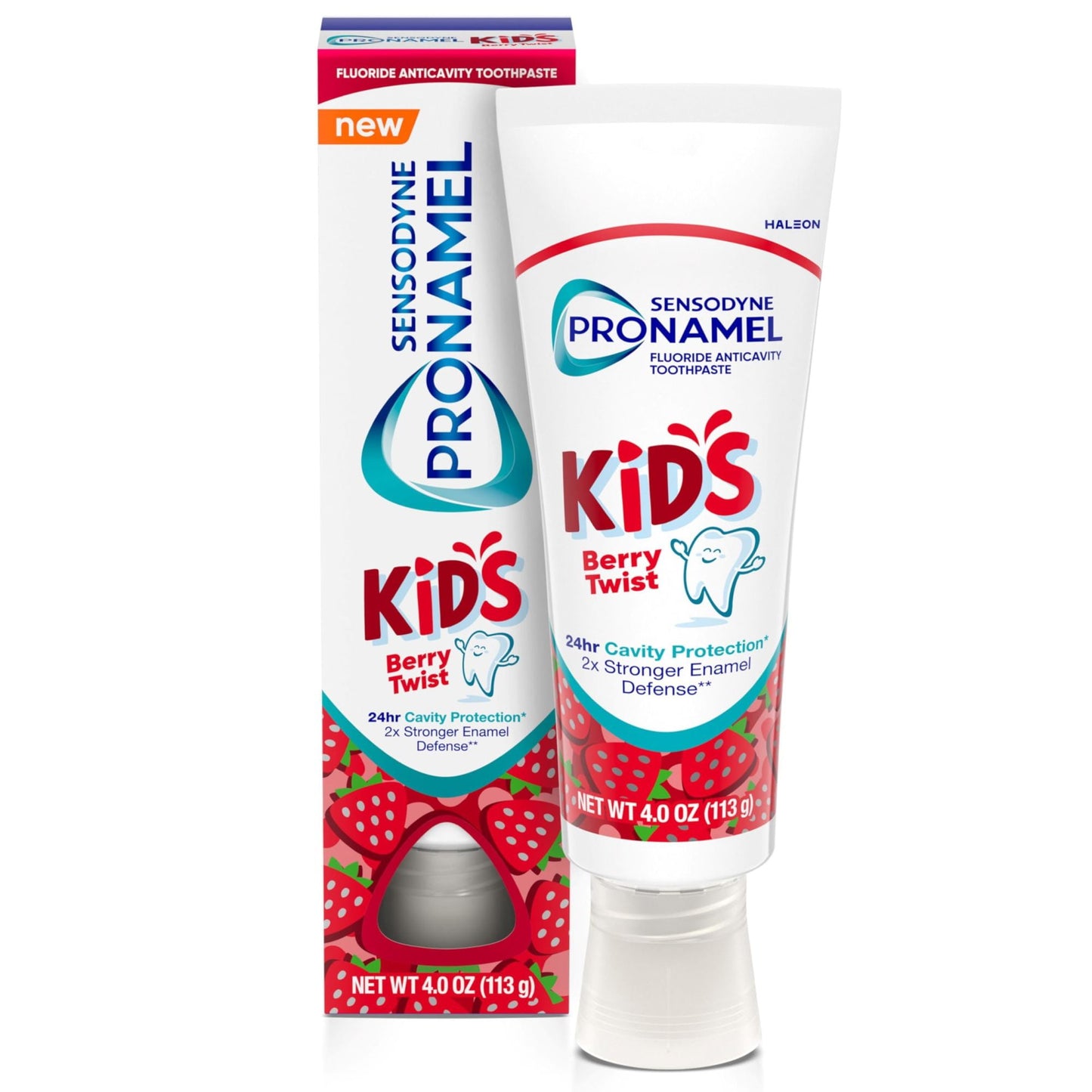 Kids Berry Twist toothpaste tube and packaging on a white background
