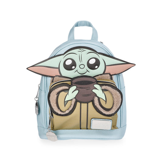 Compact mini backpack with faux leather exterior and adjustable shoulder straps for everyday essentials