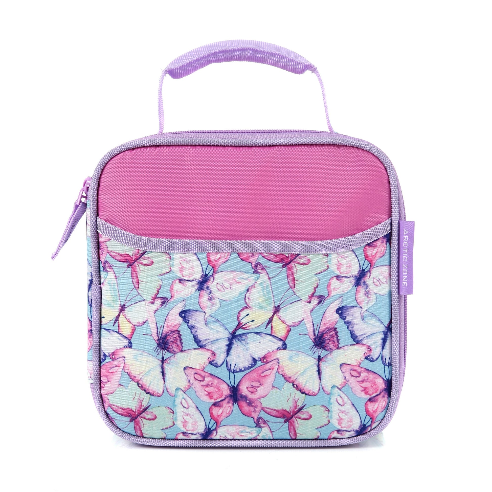 Lunch bag with butterfly pattern on a white background
