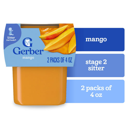 Mango puree baby food – 2-pack of smooth 4 oz tubs for stage 2 infants.