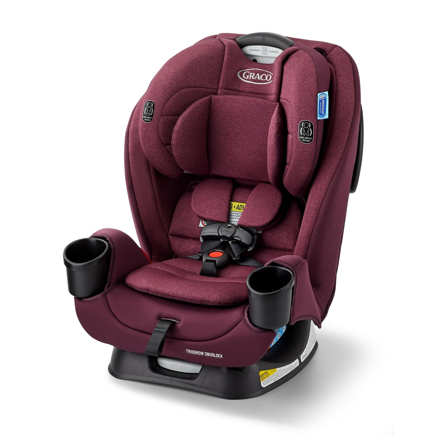 Maroon car seat on a white background
