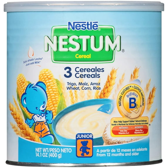 Nestle Nestum Infant Cereal, 3 Cereals, 14.1 oz (Pack of 3)