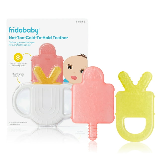 Not-Too-Cold-To-Hold Teether with packaging on a white background