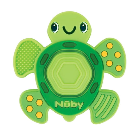 Nuby Teethe N' Pop Sensory Play Teether for Infants, Green Turtle Baby Teether