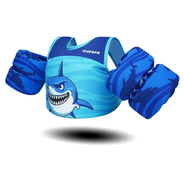 Kids Swim Vest, Toddler Flotation Life Jacket with Arm Wings Trainer Vests Swimming Aid Jacket with Straps and Buckles for Boys/Girls,22-60lbs / 2-9 Years,Shark