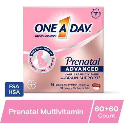 One A Day Advanced Prenatal Multivitamin with Choline, 60+60 Count