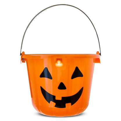 Orange Halloween Light-Up Treat Bucket – Jack-O’-Lantern Candy Pail for Trick-or-Treating