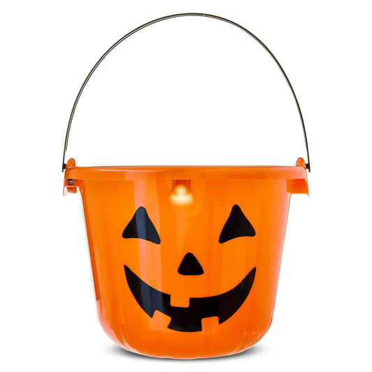 Orange Halloween Light-Up Treat Bucket – Jack-O’-Lantern Candy Pail for Trick-or-Treating