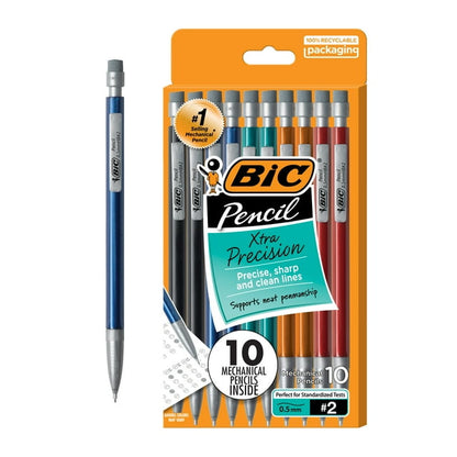 Pack of 0.5mm fine-point mechanical pencils with erasers, suitable for detailed writing and drafting