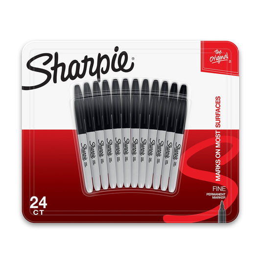 Pack of fine permanent markers with red and white packaging