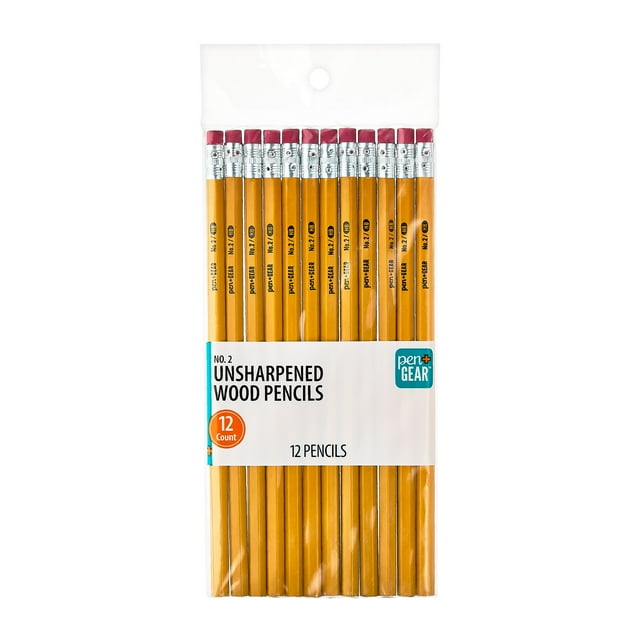 Pack of unsharpened wood pencils with standard lead