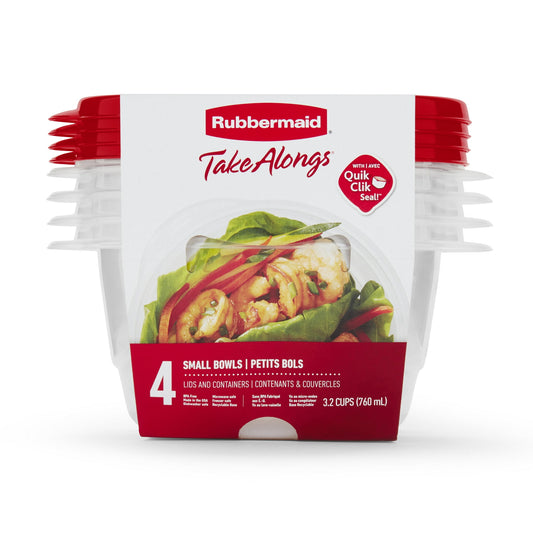 Packaging of small bowls with a salad image on a white background