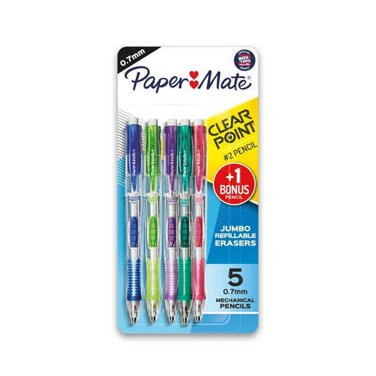 Paper Mate Clear Point Mechanical Pencils, 0.7mm, HB #2, Fashion Barrels, 4 Count