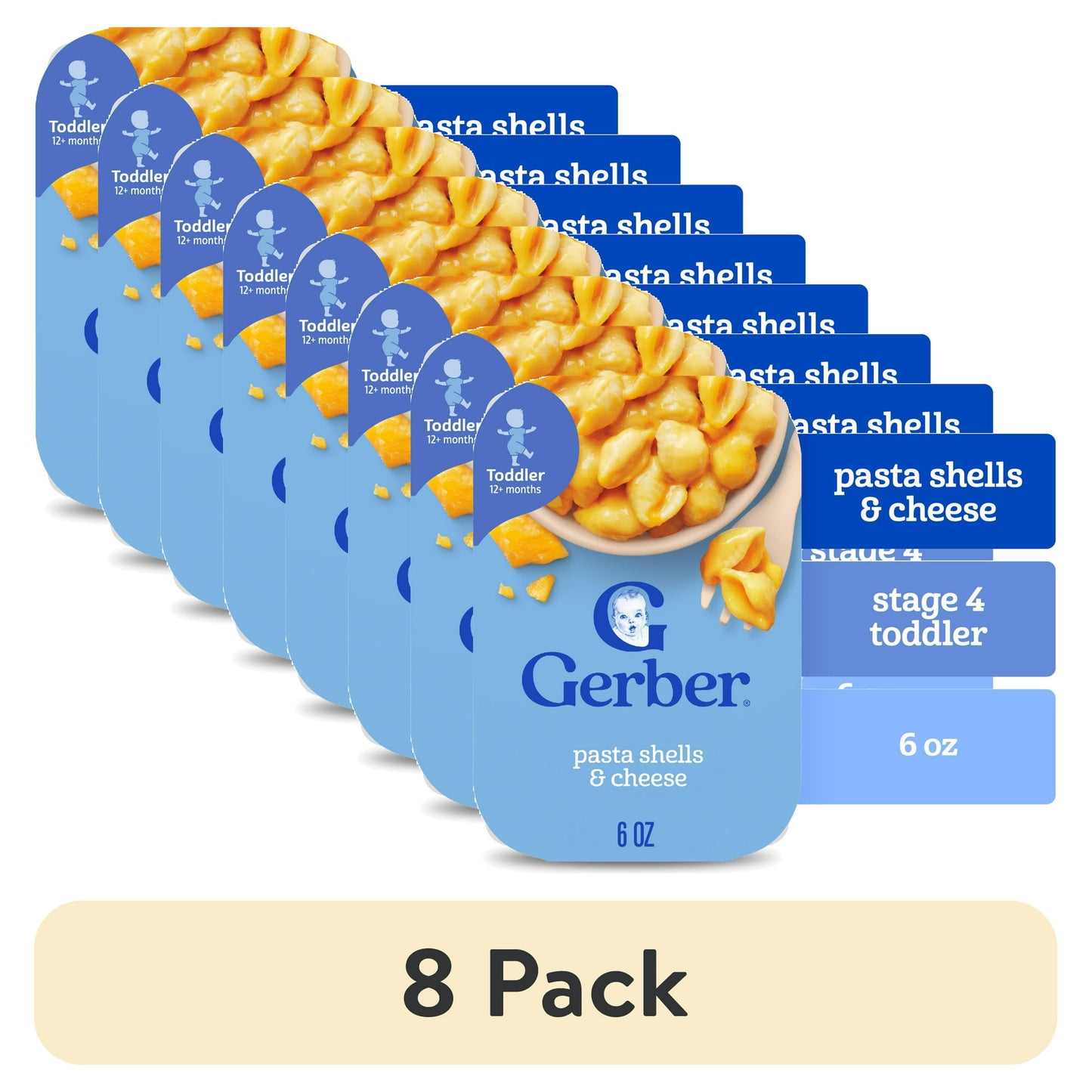 Pasta shells and cheese – 6 oz tray of creamy and tasty toddler meal, ready to serve.