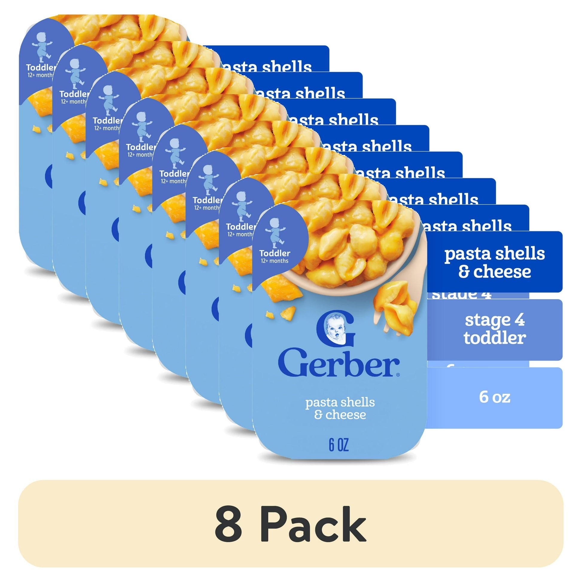 Pasta shells and cheese – 6 oz tray of creamy and tasty toddler meal, ready to serve.