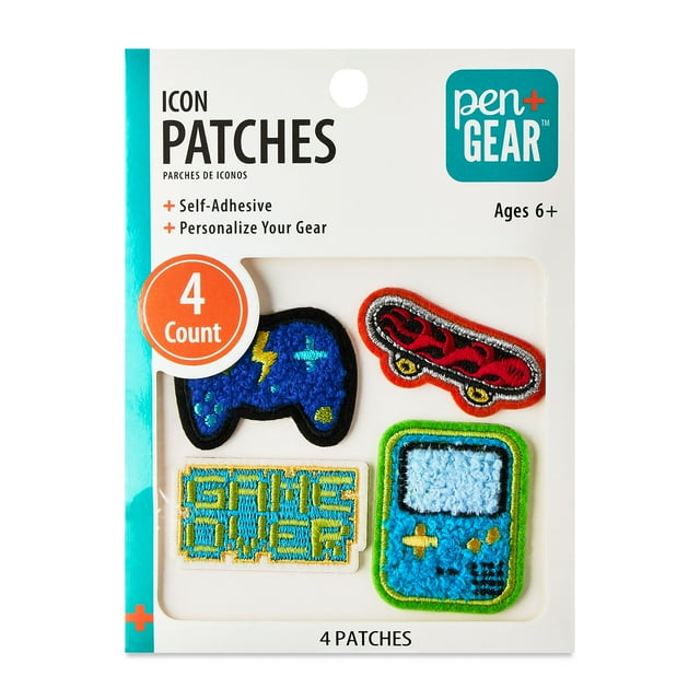 Pen+Gear Multi-Color Star, Rainbow, Paw, and Heart Chenille Patch Stickers, 4 Count