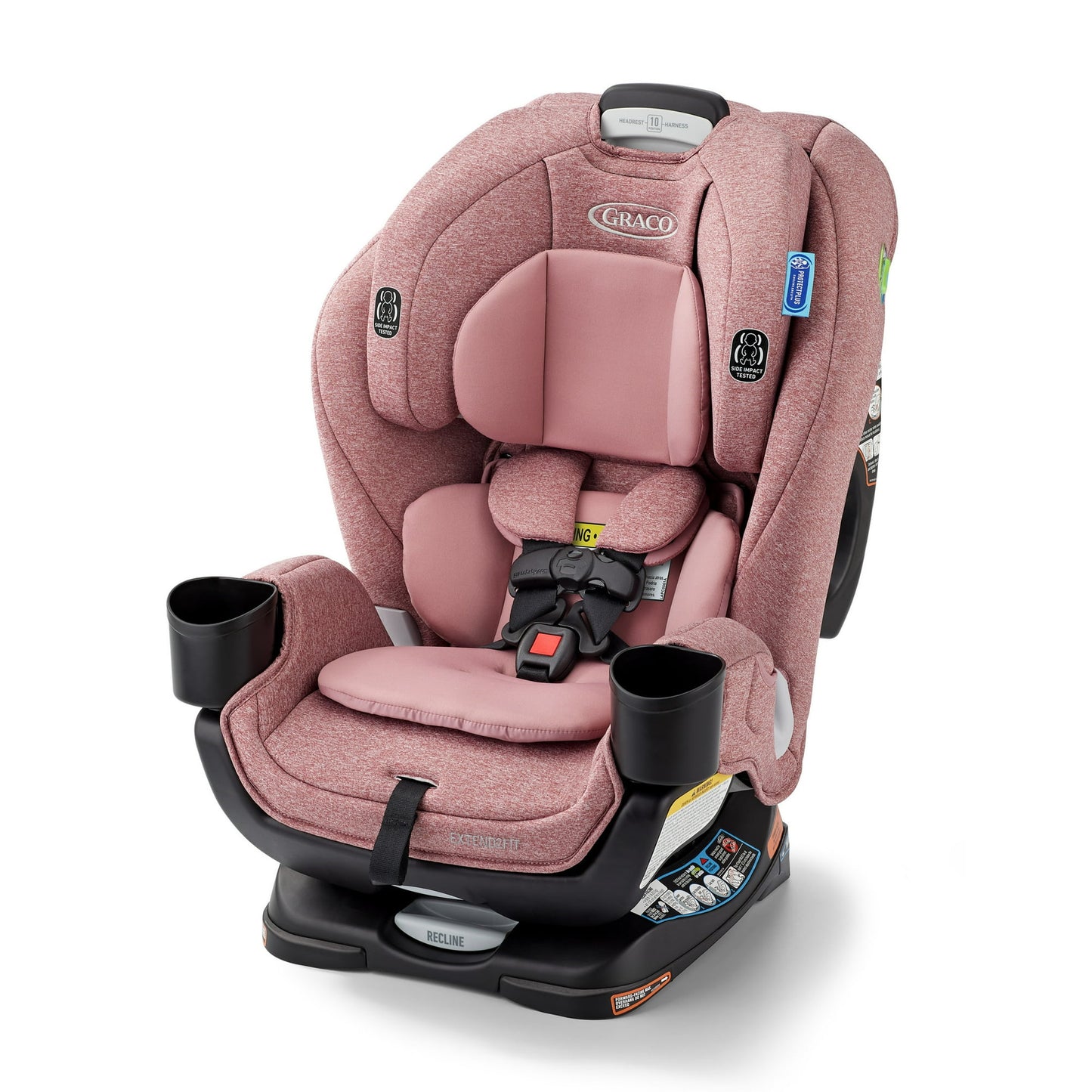 Pink car seat on a white background