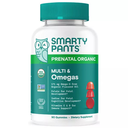Prenatal Organic Multi & Omega-3 Gummies, a dietary supplement for pregnant and lactating women. 