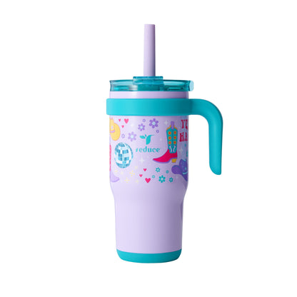 Reduce Coldee Kids Tumbler with Spill-Proof Straw Handle. Insulated Stainless Steel 18 oz