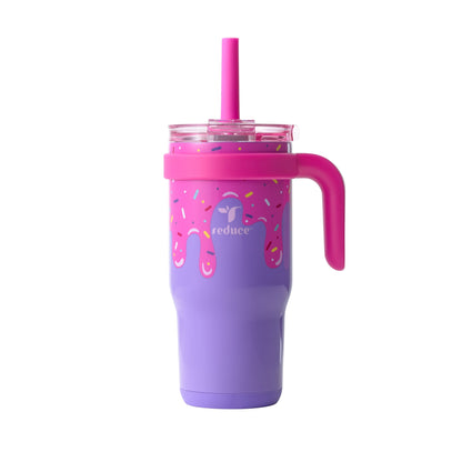 Reduce Coldee Kids Tumbler with Spill-Proof Straw Handle. Insulated Stainless Steel 18 oz