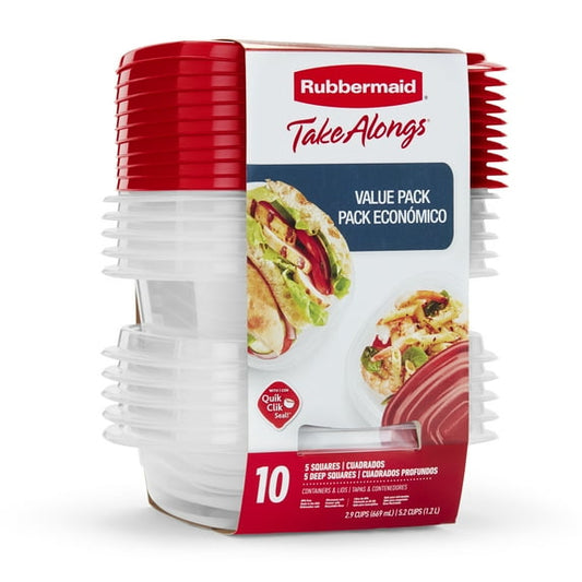 Rubbermaid TakeAlongs Food Storage Containers, Red