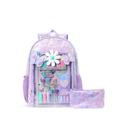 Children's backpack with matching stationery set for school, travel, and everyday organization