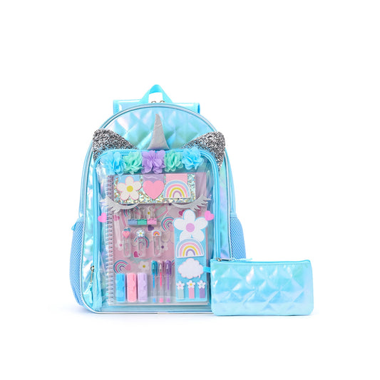 Children's backpack with matching stationery set for school, travel, and everyday organization