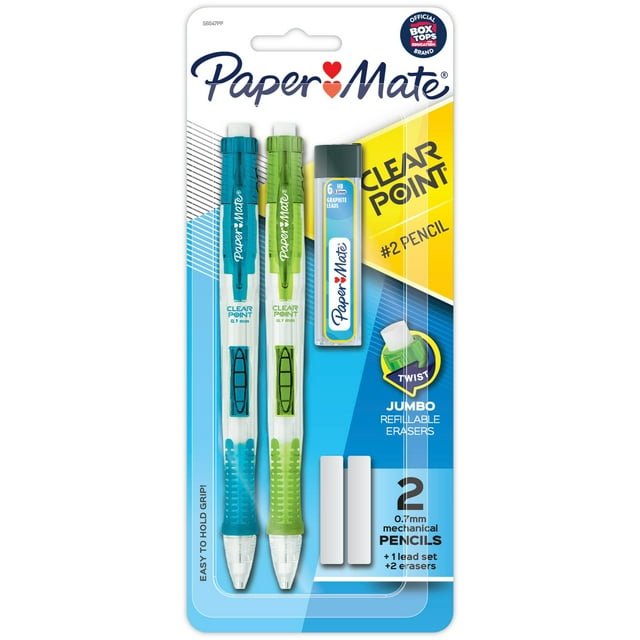 Set of 0.7mm mechanical pencils with HB #2 lead and fashion-colored barrels