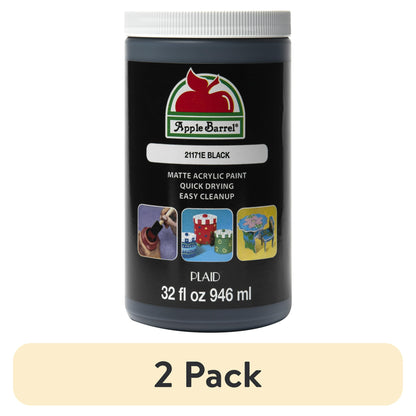 Set of 2 acrylic craft paints, matte finish, black, 32 fl oz each – great for crafts, DIY projects, and large-scale painting