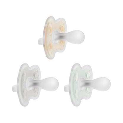 Set of 3 silicone baby pacifiers, soft and gentle design