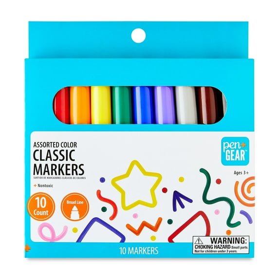 Set of color markers for drawing and coloring