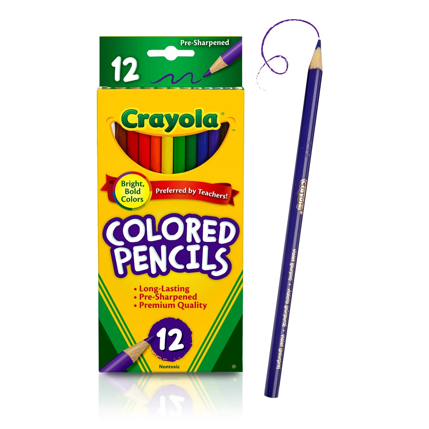 Set of colored pencils for drawing and coloring