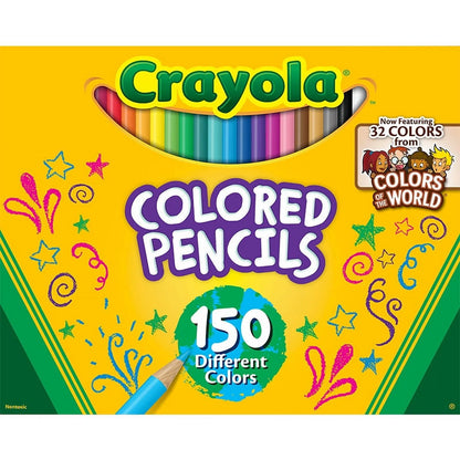 Set of colored pencils for drawing and coloring