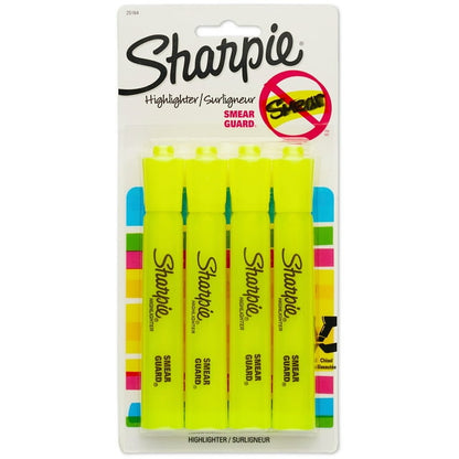 Set of yellow highlighters for marking and emphasizing text
