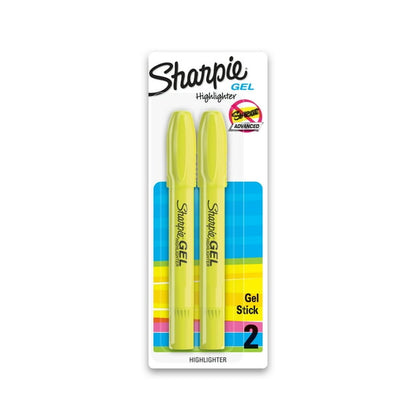 (3 pack) Sharpie Gel Highlighters, Bullet Tip, Fluorescent Yellow, 2 Count