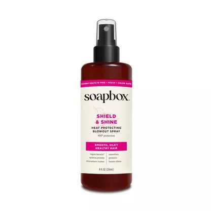 Shield & Shine heat protecting blowout spray bottle on a white background