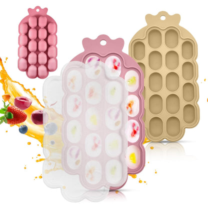 Silicone bubble molds with colorful bubbles on a white background