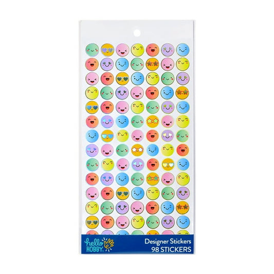 Hello Hobby Multicolor Mini Smiley Face Designer Stickers, 98 Count