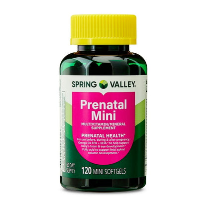 Spring Valley Prenatal Mini Multivitamin/Multimineral Supplement, Mini Softgels, 120 Count