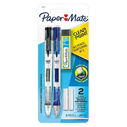 Starter set with 0.5mm mechanical pencils, HB #2 lead, and assorted barrel colors