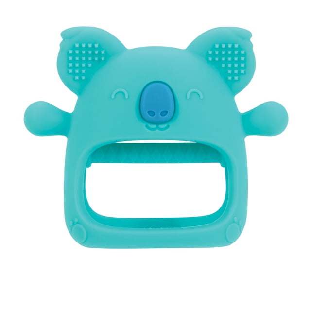 Teal koala-shaped teether on a white background