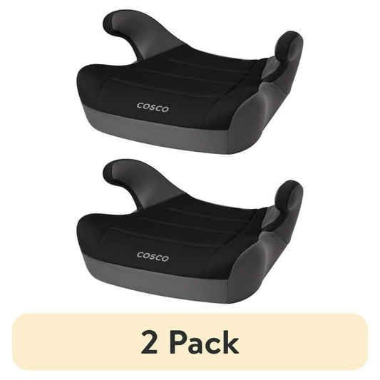 Two black car seat boosters on a white background with '2 Pack' label.