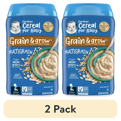Two bottles of Cereal for Baby Grain & Grow Multigrain on a white background