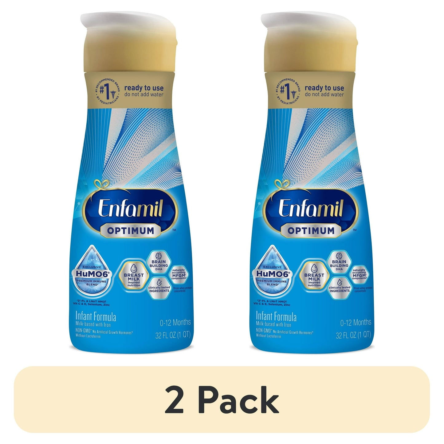 Two bottles of formula with a beige banner indicating a 2-pack on a white background.
